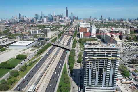 Aerial view of IMD/Tri-Taylor border